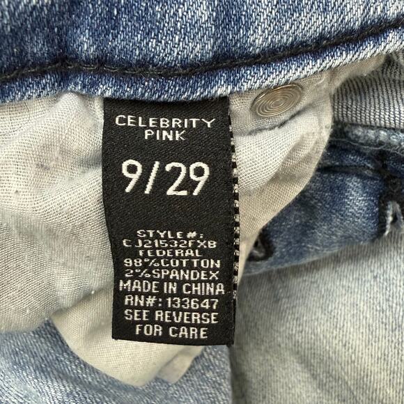 Celebrity Pink Jeans Womens Size 9/29 (30X28) Distressed High Rise Straight Leg‎ - Picture 5 of 15